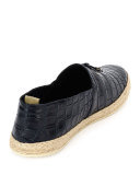 Crocodile Leather Espadrille Shoe, Blue