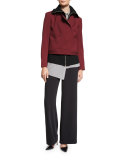 Ribbed Zip-Front Sweater Vest, Black