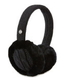 Wired Cable-Knit Crochet Earmuffs, Black