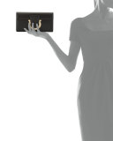 Thalia Cocktail Leather Clutch Bag, Nero  