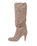 Suede 90mm Knee Boot, Ship Gray