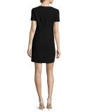 Dazzle Embellished Crepe Shift Dress, Black