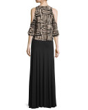 Gideon Cold-Shoulder Cropped Top, Etch Print