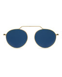 Wynwood Round Stainless Steel Sunglasses, Gold/Blue