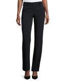 Front-Zip Slight-Flare Pants, Navy