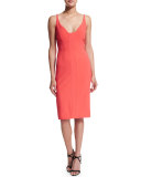 Sleeveless Scoop-Neck Sheath Dress, Coral