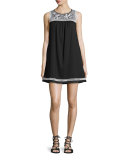 Hopewell Embroidered Dress, Black/Ivory