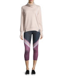 High-Waist Airbrush Capri Leggings, Tree Lace Black