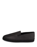 Men's Leather Intrecciato Espadrille Flat, Black