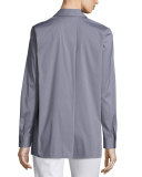 Kadine Long-Sleeve Blouse, Steel Gray