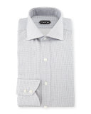 Tiny-Dot Stripe Slim-Fit Shirt, White/Black
