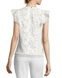 Zania Floral Guipure Lace Ruffle-Trim Top