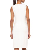 Sleeveless Embellished-Front Sheath Dress, Pelican