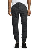 Maverick Cargo-Pocket Moto Jogger Pants, Black