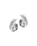 Bamboo Silver Small J Hoop Earrings