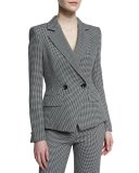 Double-Breasted Dotted Seersucker Jacket, Black
