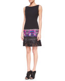 Couture Tweed Fringe Dress, Multi Colors