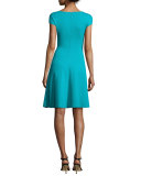 Milano Jersey V-Neck Dress, Azure