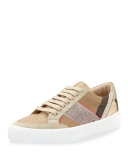 Salmond Sequined Check Low-Top Sneaker, House Check/Pale Pink