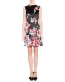 Sleeveless Metallic-Floral Dress, Fantasia