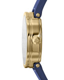 28mm Reva Leather-Strap Watch, Navy/Golden