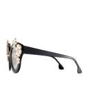 Madison Floral Swarovski® Cat-Eye Sunglasses, Black