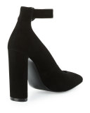 Gloria Suede Ankle-Wrap Pump, Black