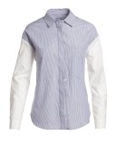 Striped Solid-Combo Poplin Shirt, Indigo