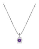 Petite Albion Pendant with Amethyst and Diamonds on Chain