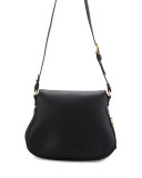 Jennifer Medium Leather Shoulder Bag, Black