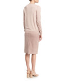 Cynthia Suede Pencil Skirt, Rose