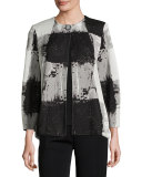 Graphic Squares One-Button Jacket 