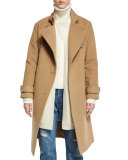 Wool-Blend Double-Breasted Trenchcoat, Camel