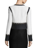 Aliso Colorblock Cropped Jacket, Frost/Caviar