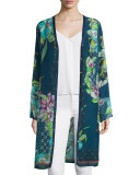 Garden Floral-Print Long Cardigan