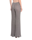 Mid-Rise Boot-Cut Metallic Pants, Silver