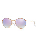 Iridescent Round Flash Sunglasses, Lilac/Bronze