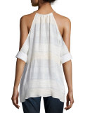 Thistle Sage Cold-Shoulder Top, Cream