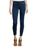 Zip-Pocket Denim Trousers, Medium Blue 