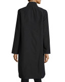 Organic-Cotton/Nylon A-line Knee-Length Jacket, Plus Size  