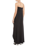 Off-the-Shoulder Satin & Crepe Mermaid Gown, Jet Black