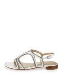 Samoa Chain Strappy Flat Sandal, White