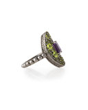 Peridot & Amethyst Silver Ring