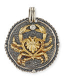 Cancer Carved Zodiac Pendant with Diamond