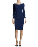 Tilda 3/4-Sleeve Peplum Sheath Cocktail Dress 
