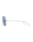 Mirror Aviator Sunglasses, Golden/Blue