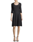 Twirl Half-Sleeve Knit Fit-and-Flare Dress, Plus Size