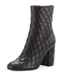 Quilted Leather 100mm Ankle Boot, Black