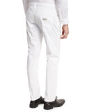 AJ Stretch Gabardine Slim-Fit Pants, White