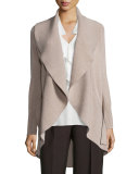 Alessandra Mixed-Stitch Belted Cardigan, Oatmeal Melange